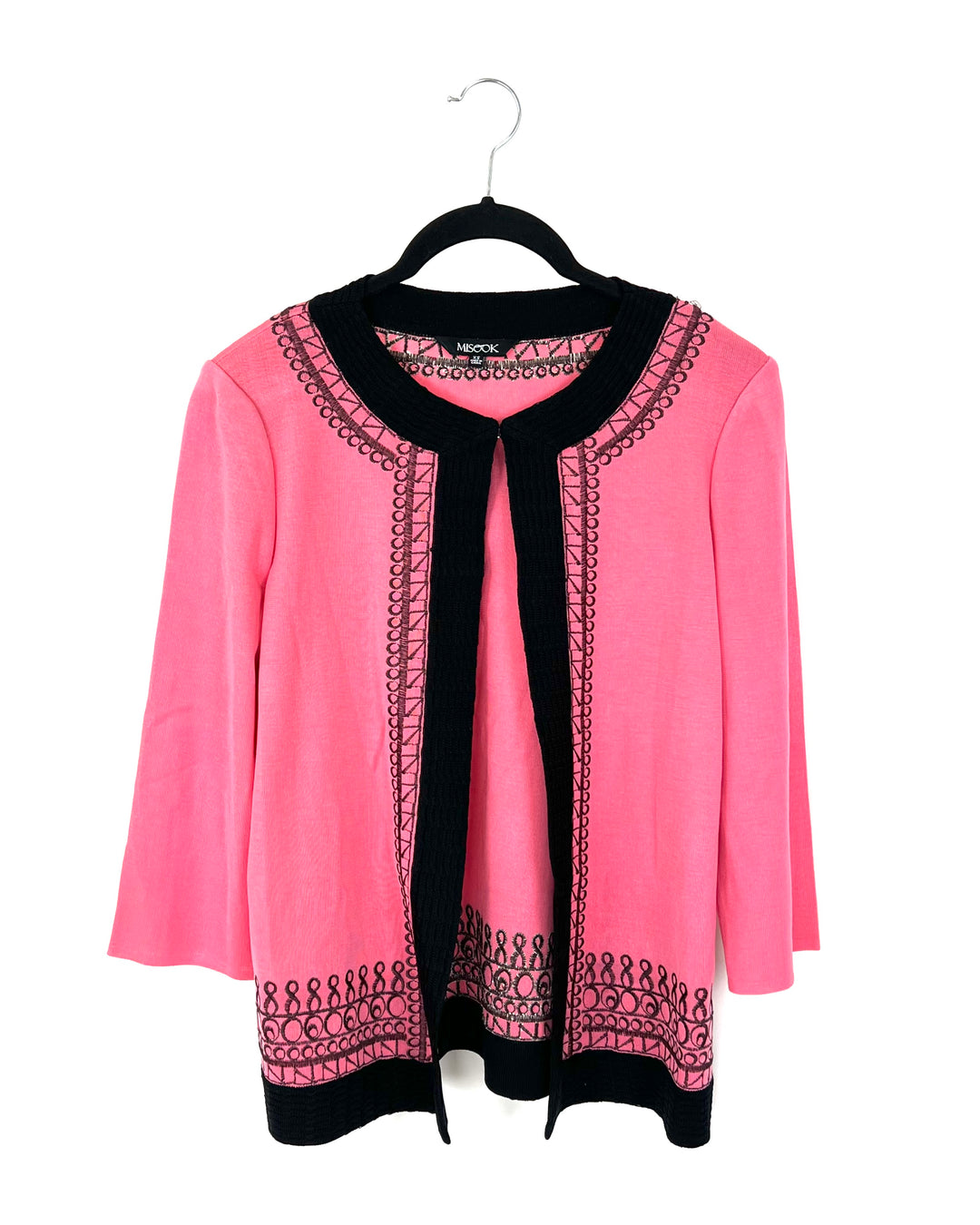 Pink Cardigan with Black Print Trim - Size 2/4