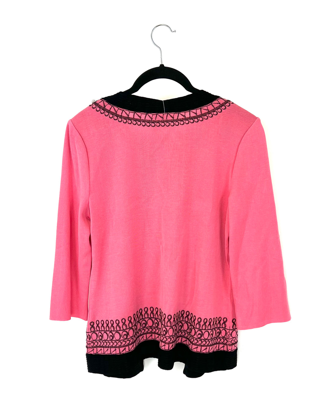 Pink Cardigan with Black Print Trim - Size 2/4