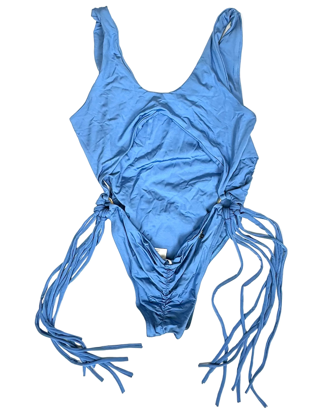 Periwinkle Blue Tassel Cutout One Piece Swimsuit - Size 2/4