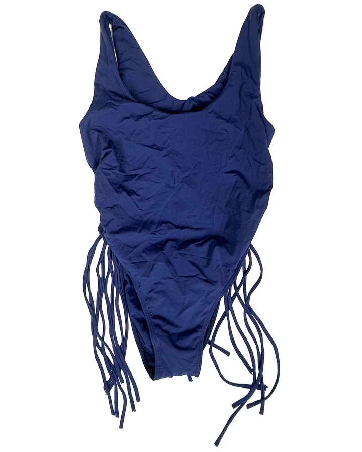 Navy Blue Tassel Cutout One Piece Swimsuit - Size 2/4