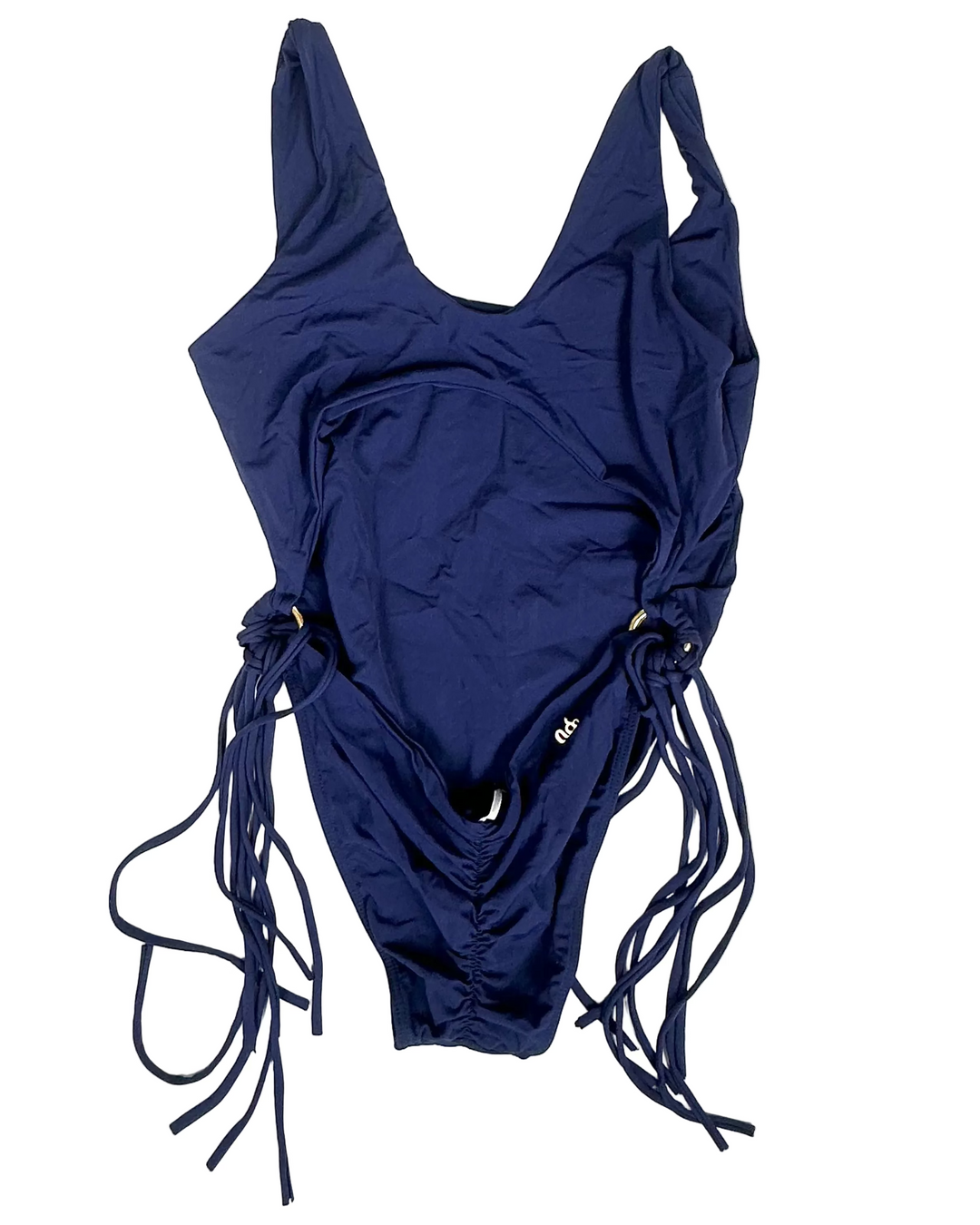 Navy Blue Tassel Cutout One Piece Swimsuit - Size 2/4