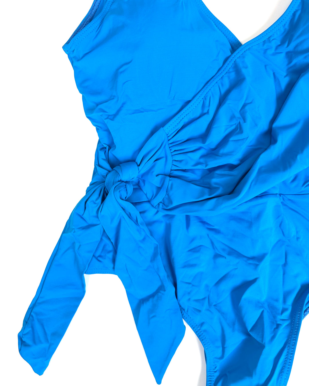 Cerulean Blue Ribbon Wrap One Piece Swimsuit - Size 2/4