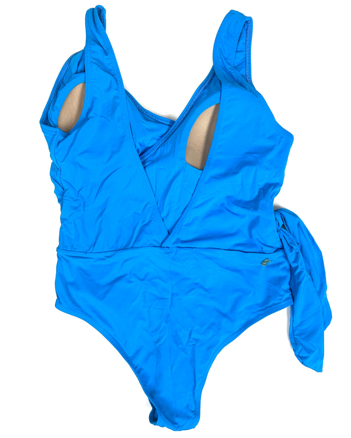 Cerulean Blue Ribbon Wrap One Piece Swimsuit - Size 2/4