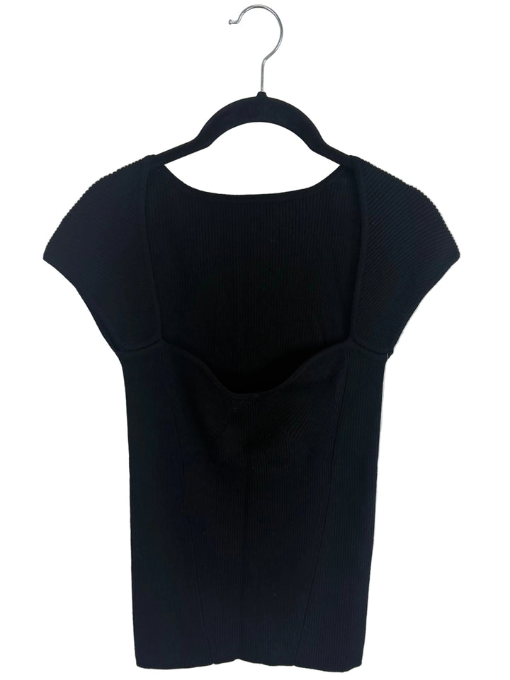 Black Ribbed Knit Top - Size 6/8