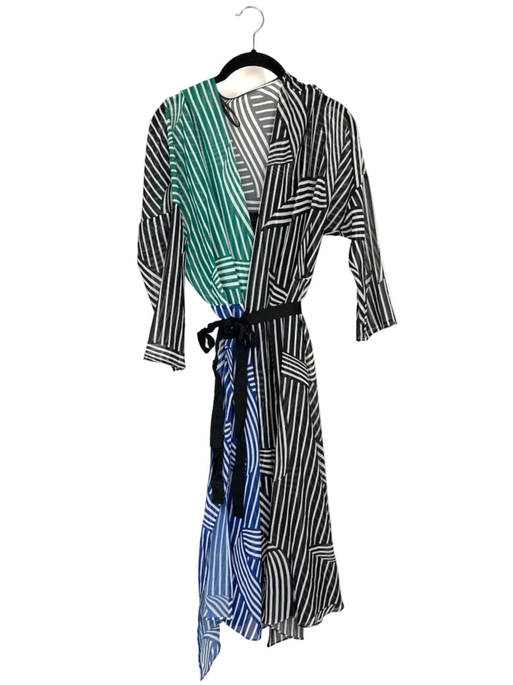 Abstract Stripe Tie-Waist Dress - Size 6/8
