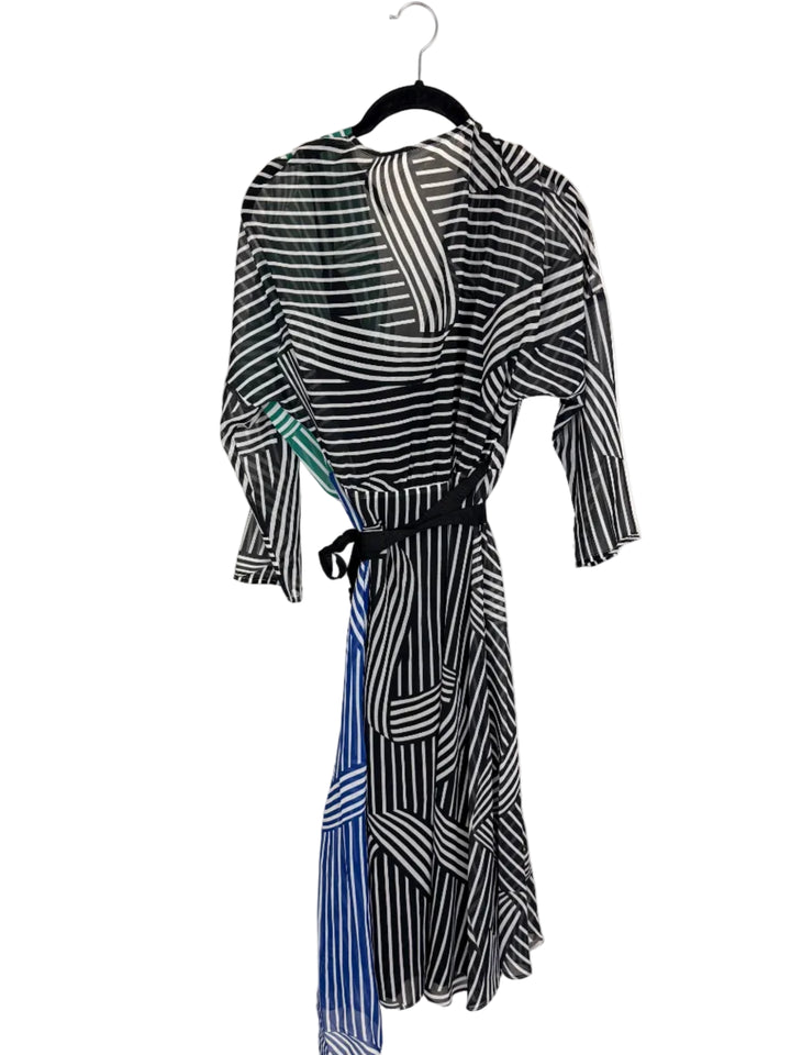 Abstract Stripe Tie-Waist Dress - Size 6/8