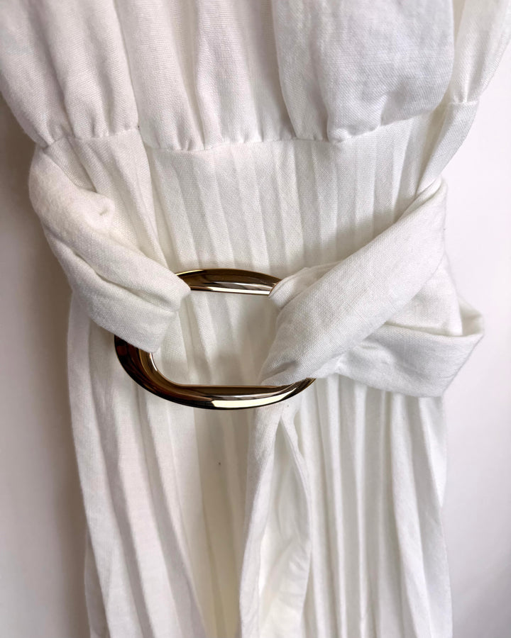 White Belted Dress - Size 6/8