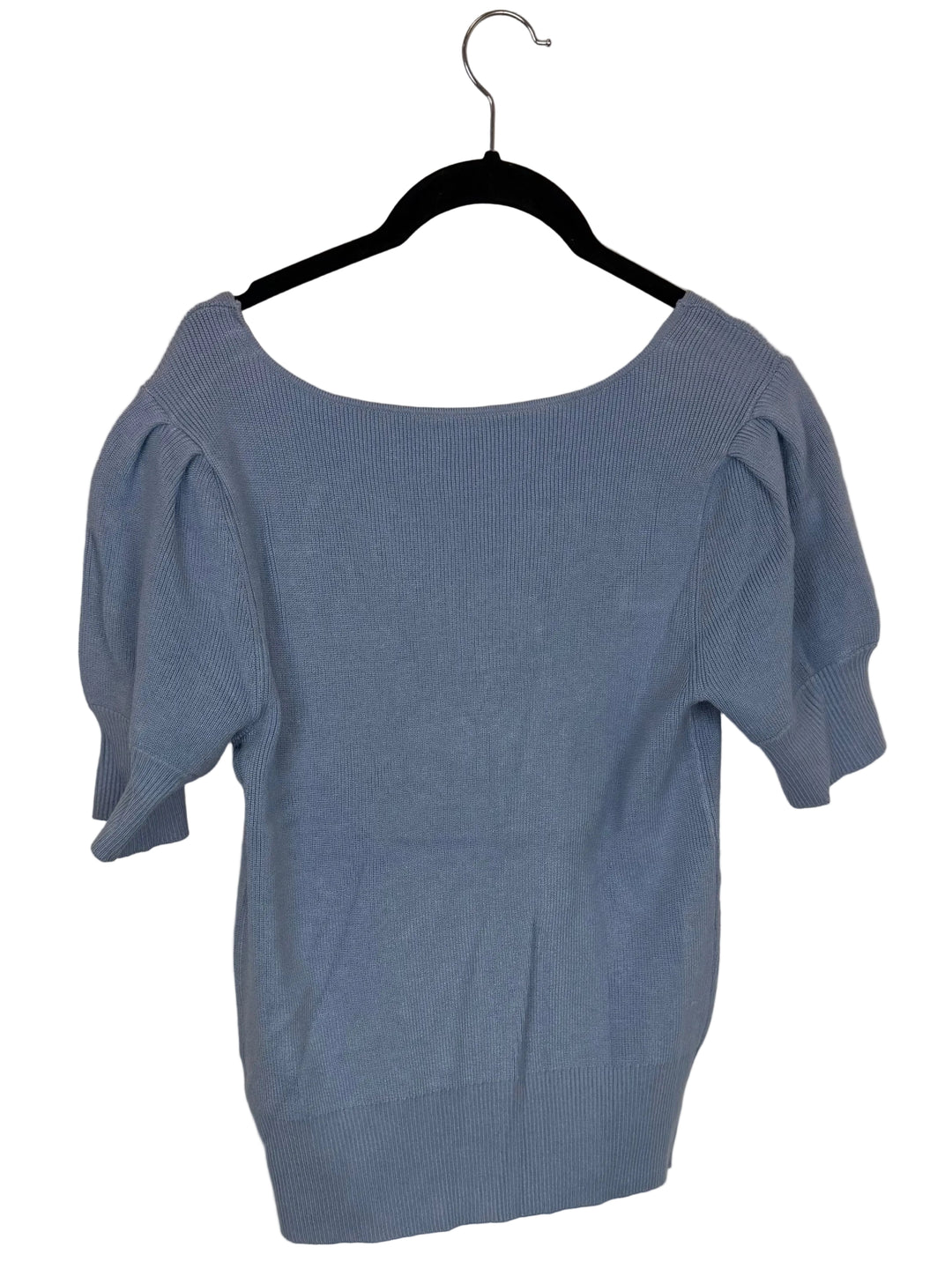 Light Blue Puff Sleeve Knit Top - Size 6/8