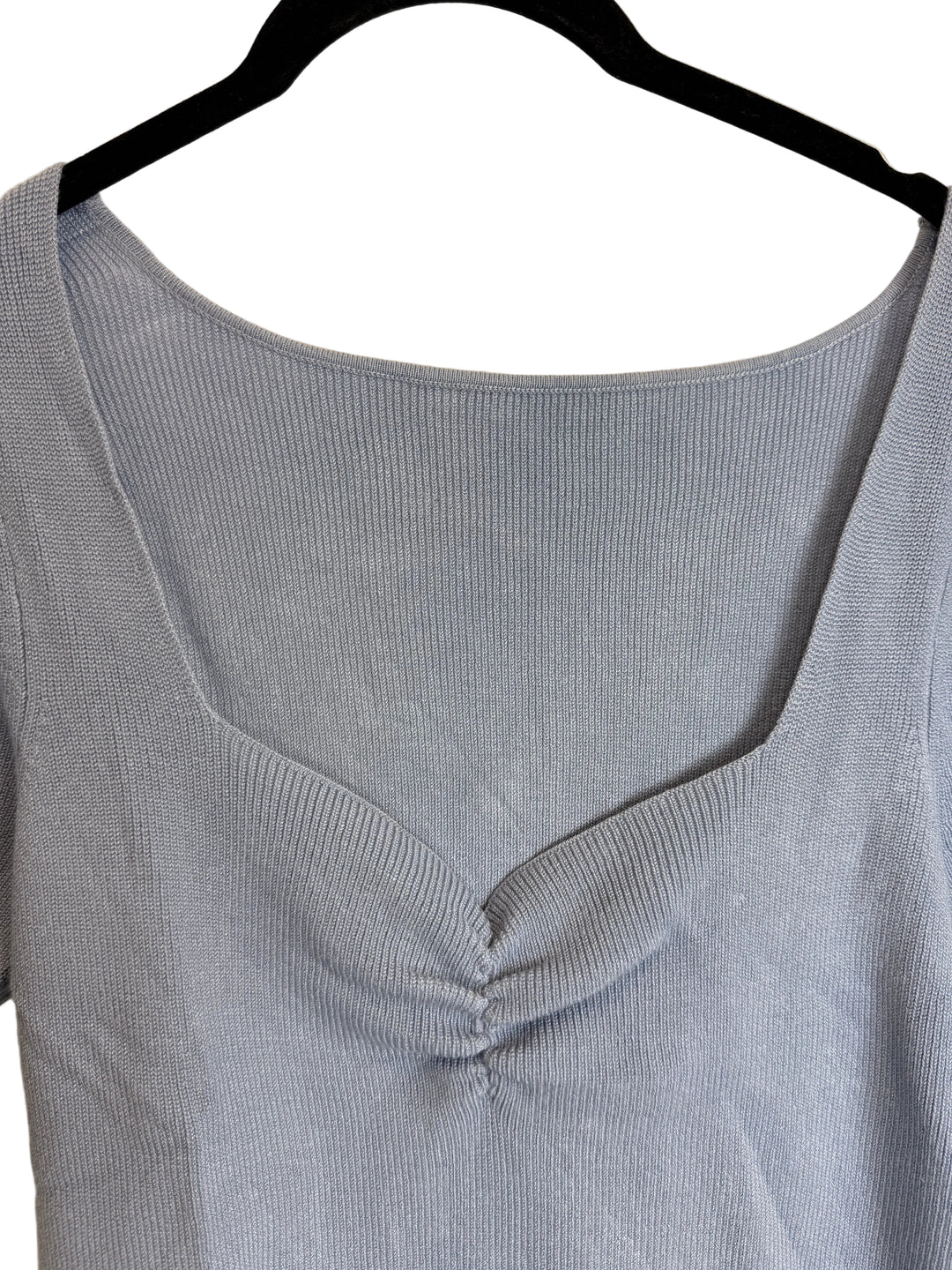 Light Blue Puff Sleeve Knit Top - Size 6/8