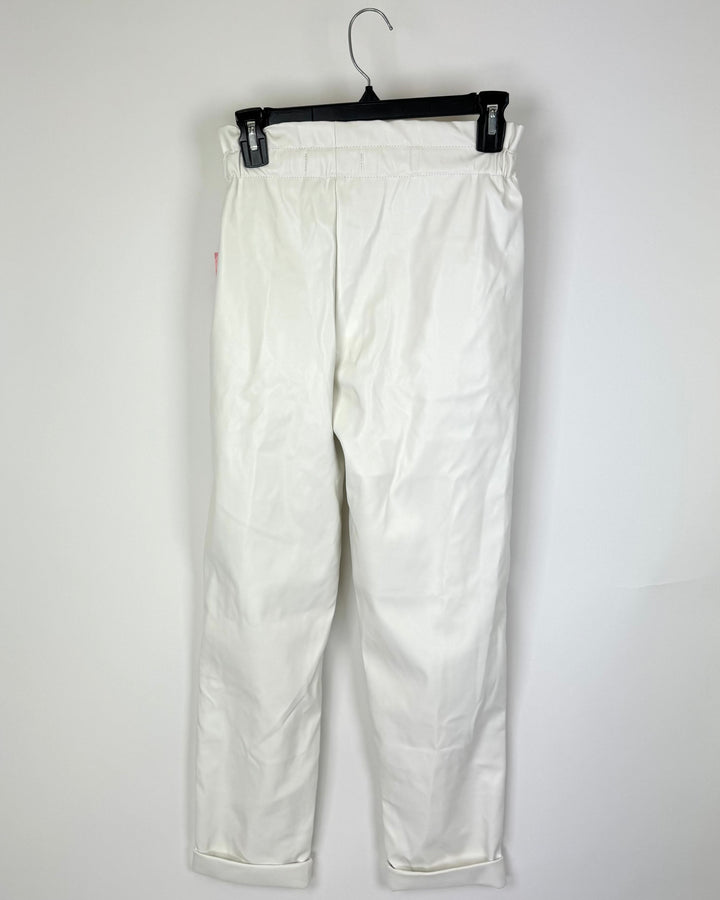 White Belted Faux Leather Pants - Size 0/2