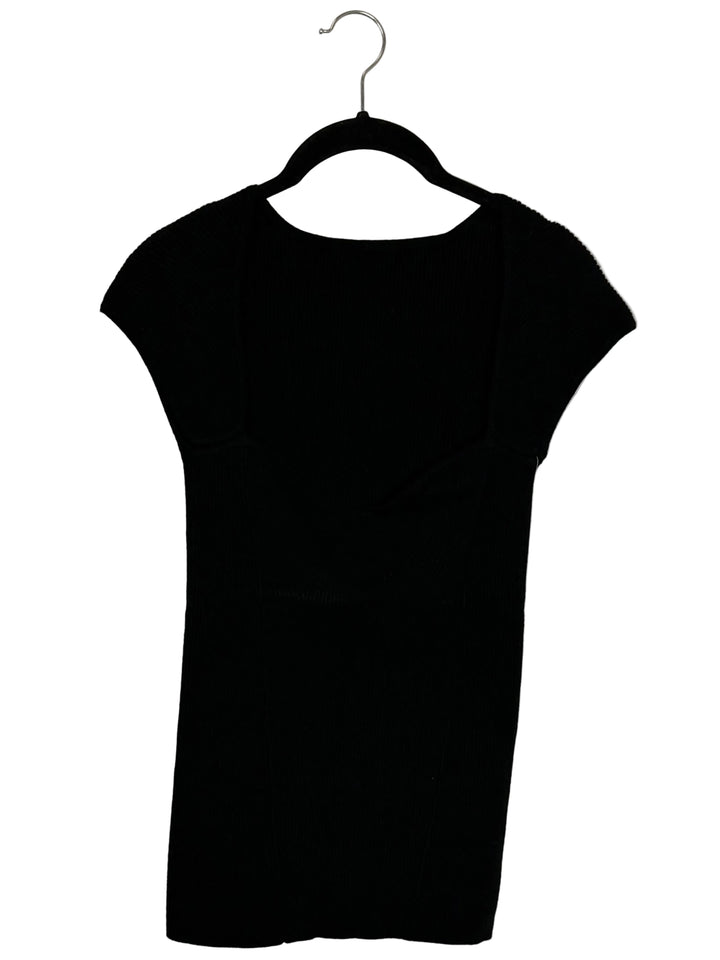 Black Ribbed Knit Top - Size 6/8