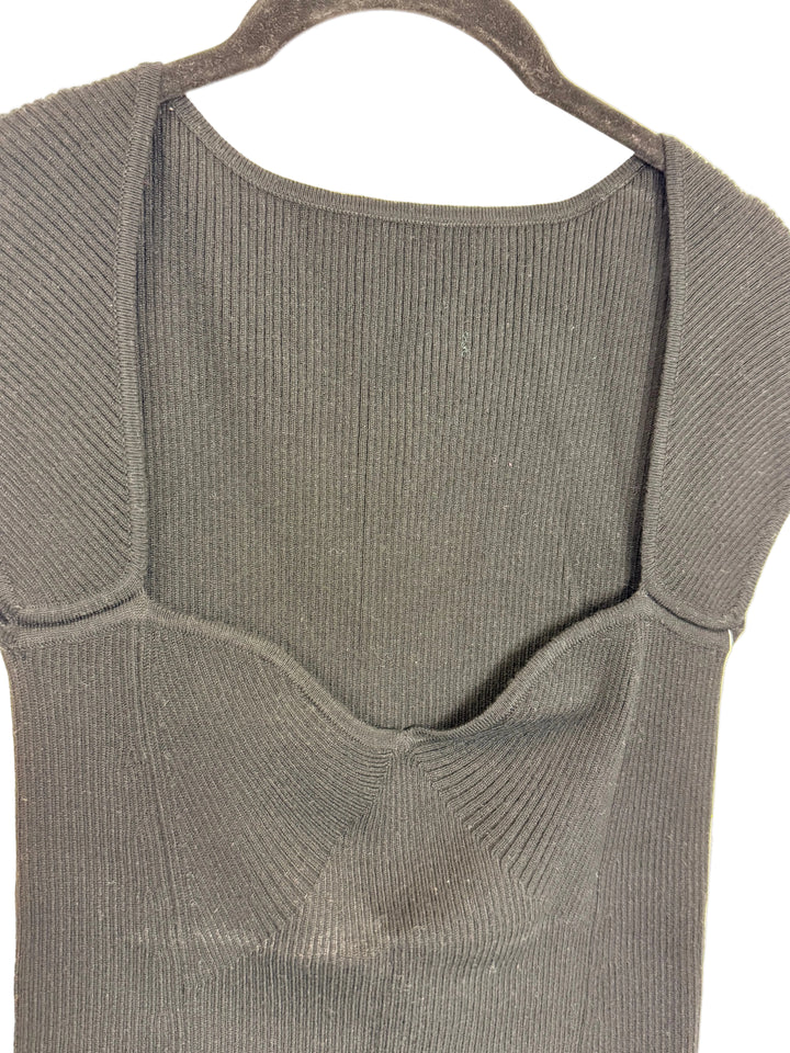 Black Ribbed Knit Top - Size 6/8