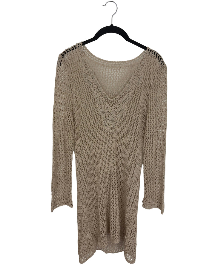 Beige Open Knit Cover-Up Dress - Size 6/8