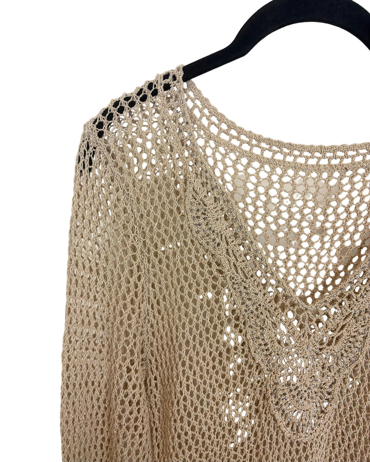 Beige Open Knit Cover-Up Dress - Size 6/8