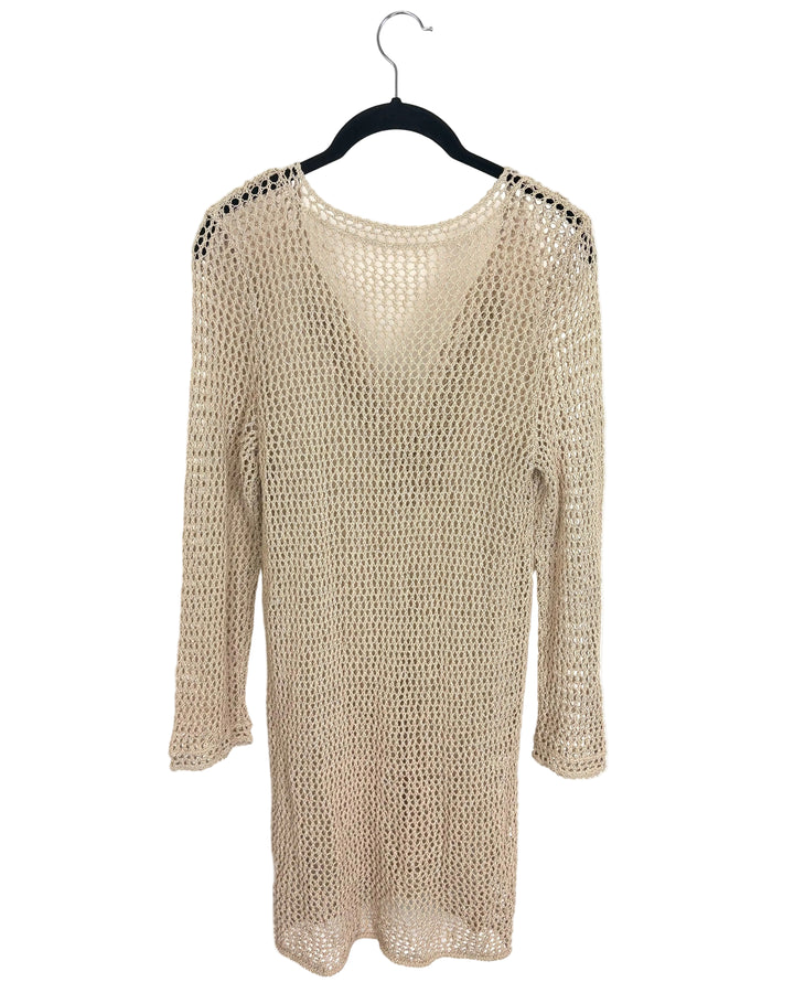Beige Open Knit Cover-Up Dress - Size 6/8