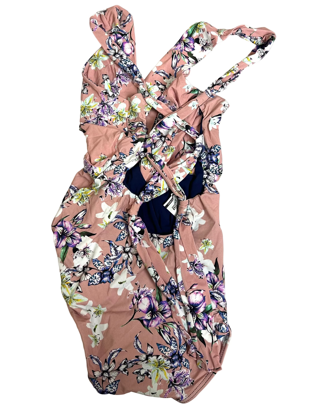 Peach Floral Scrunch One Piece Swimsuit - Size 2/4