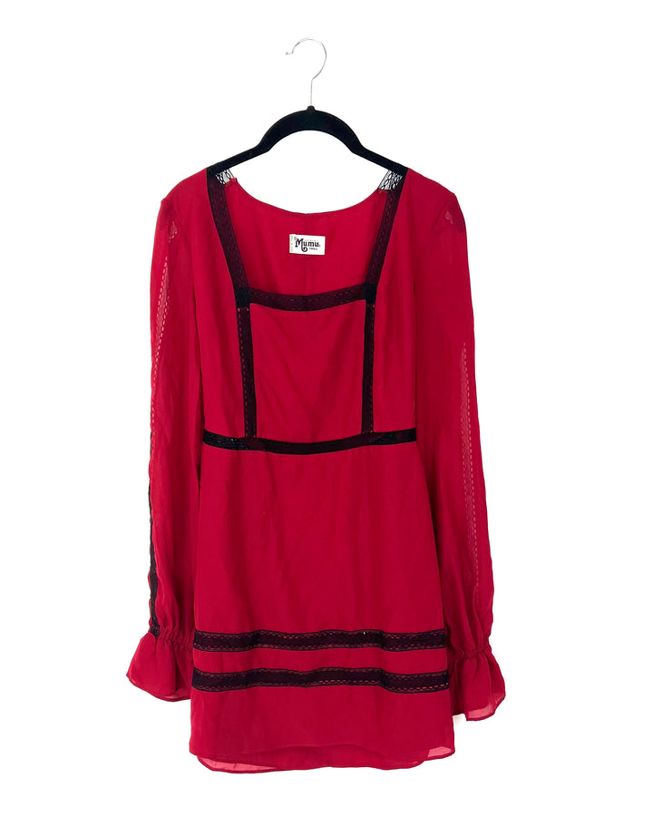 Red Long Sleeve Mini Dress - Size 4/6