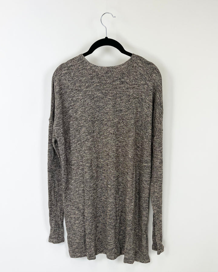 Beige And Black Metallic Sweater - Small