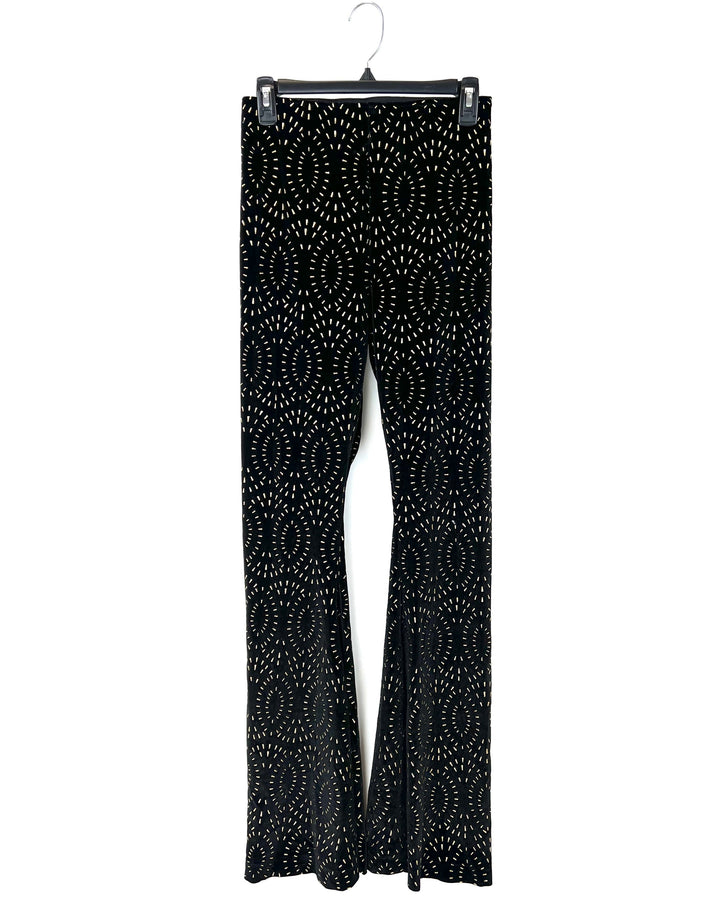 Black And Gold Flare Pants - Extra Small