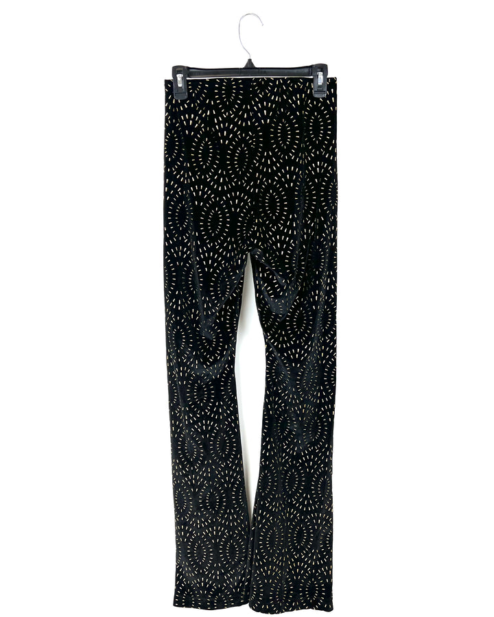 Black And Gold Flare Pants - Extra Small
