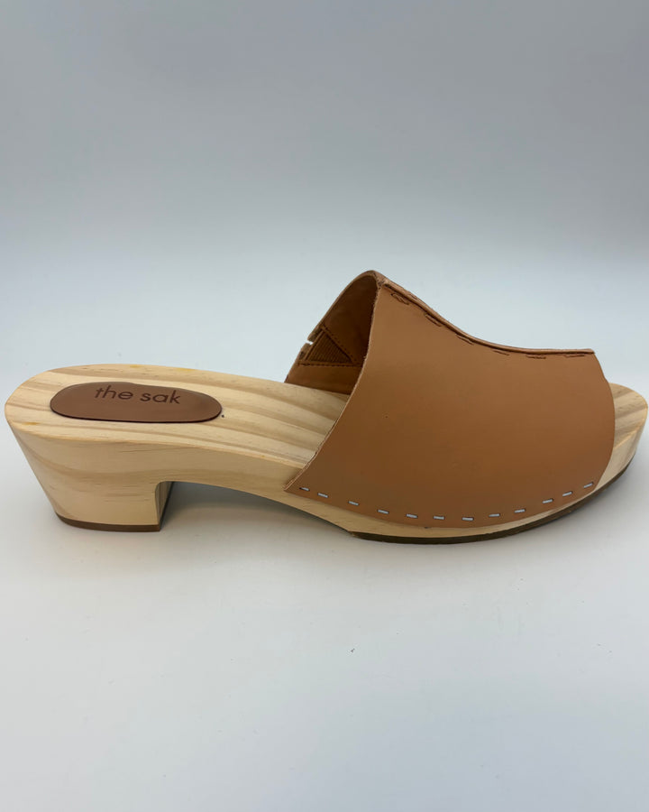 Tan Leather & Wood Mules - Size 9