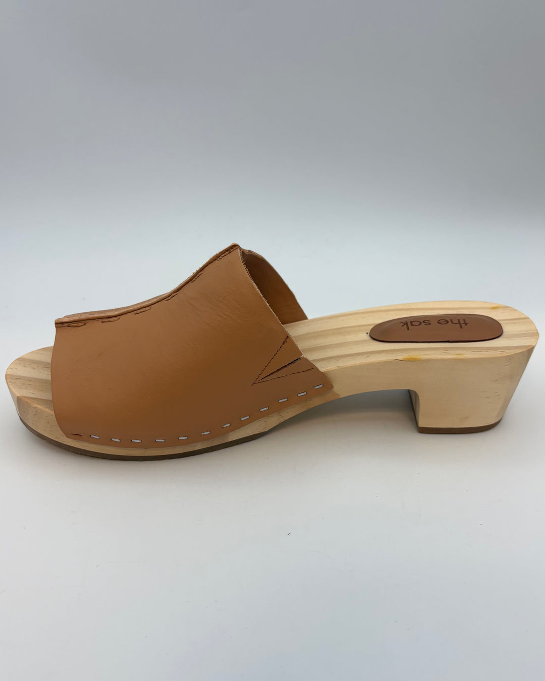 Tan Leather & Wood Mules - Size 9