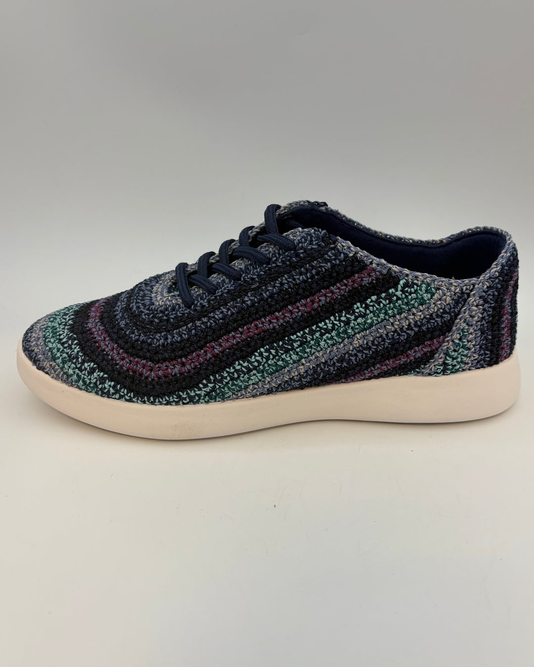 Navy Multicolor Crochet Sneaker - Size 9