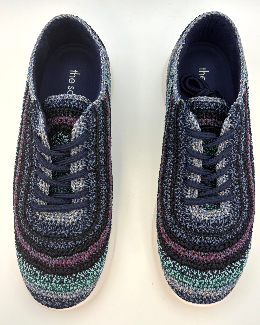 Navy Multicolor Crochet Sneaker - Size 9