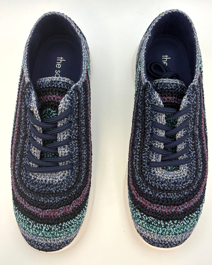 Navy Multicolor Crochet Sneaker - Size 9