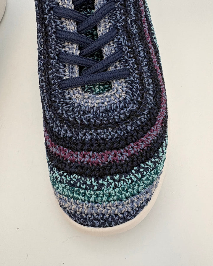 Navy Multicolor Crochet Sneaker - Size 9