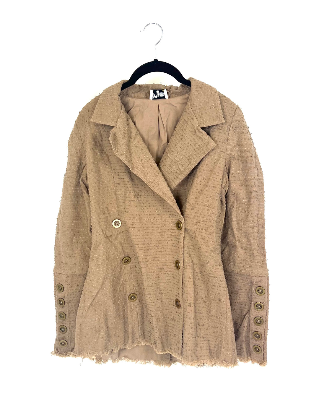 Light Brown Tweed Blazer Jacket - Small