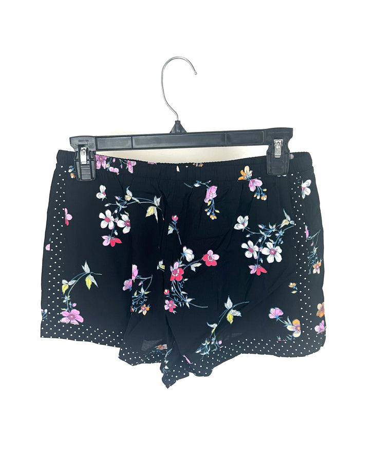 Pink And Black Floral Shorts - Size 2/4