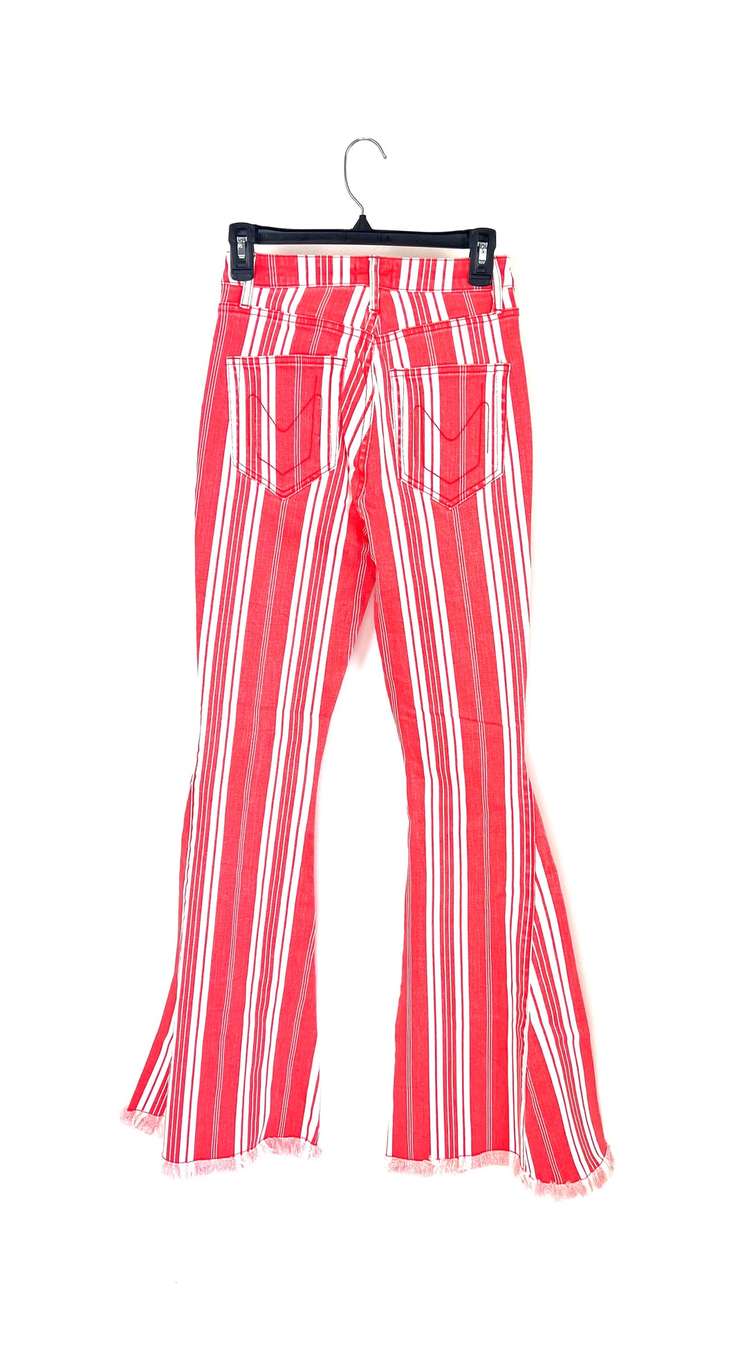 High Waisted Coral Striped Flare Pants - Size 26 Waist