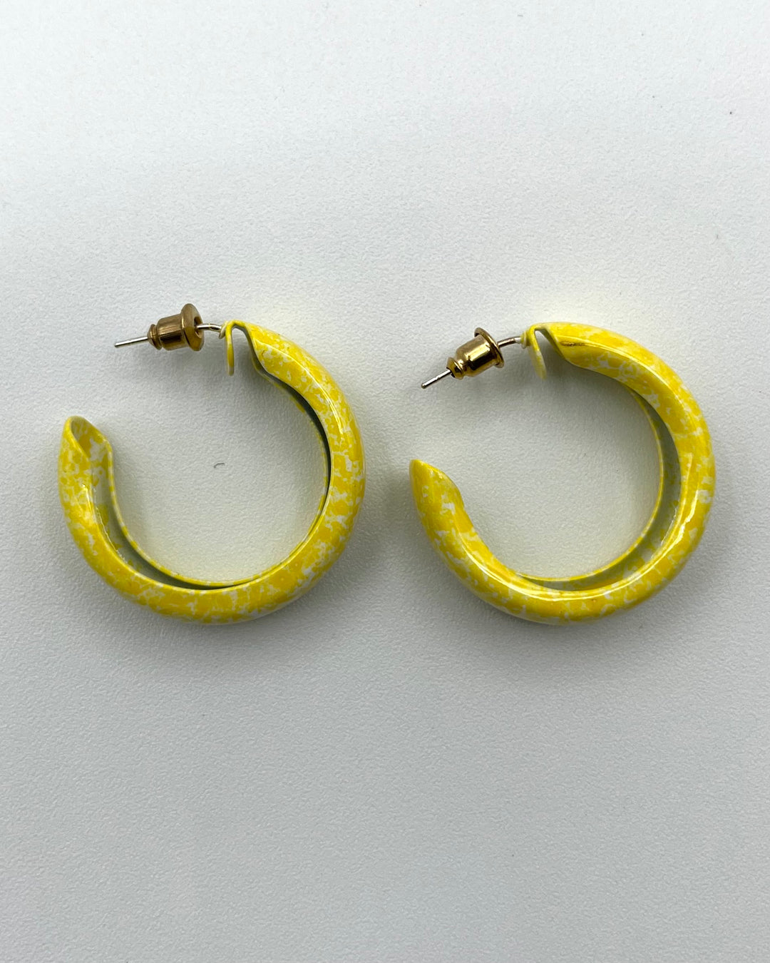 Yellow and White Hoop Earrings