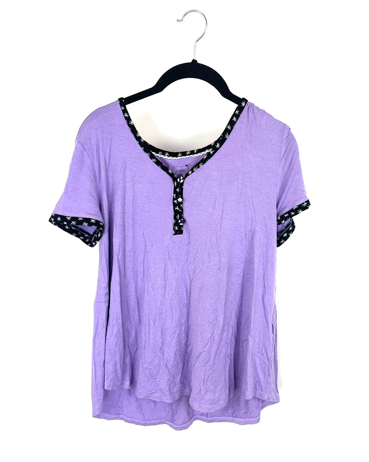 Light Purple Short Sleeve Pajama Shirt - Small