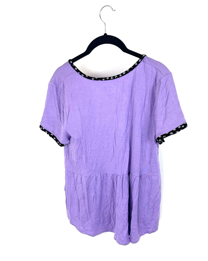 Light Purple Short Sleeve Pajama Shirt - Small