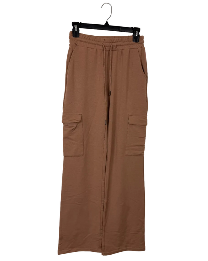 Brown Wide Leg Cargo Lounge Pants - Size 0/2