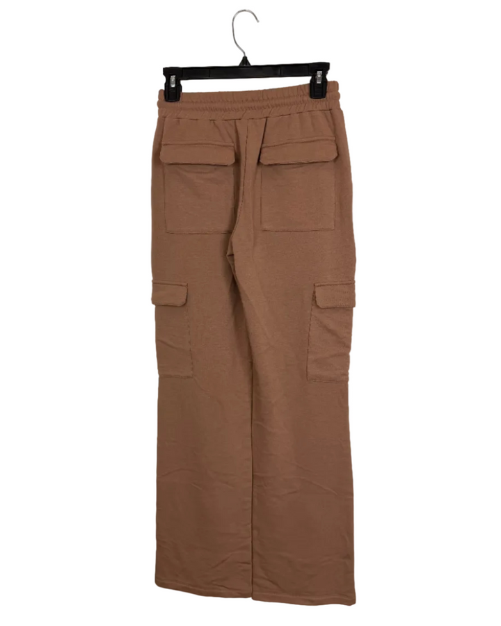 Brown Wide Leg Cargo Lounge Pants - Size 0/2