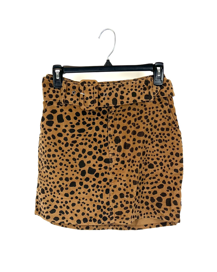 Leopard Print Mini Skirt - Size 26
