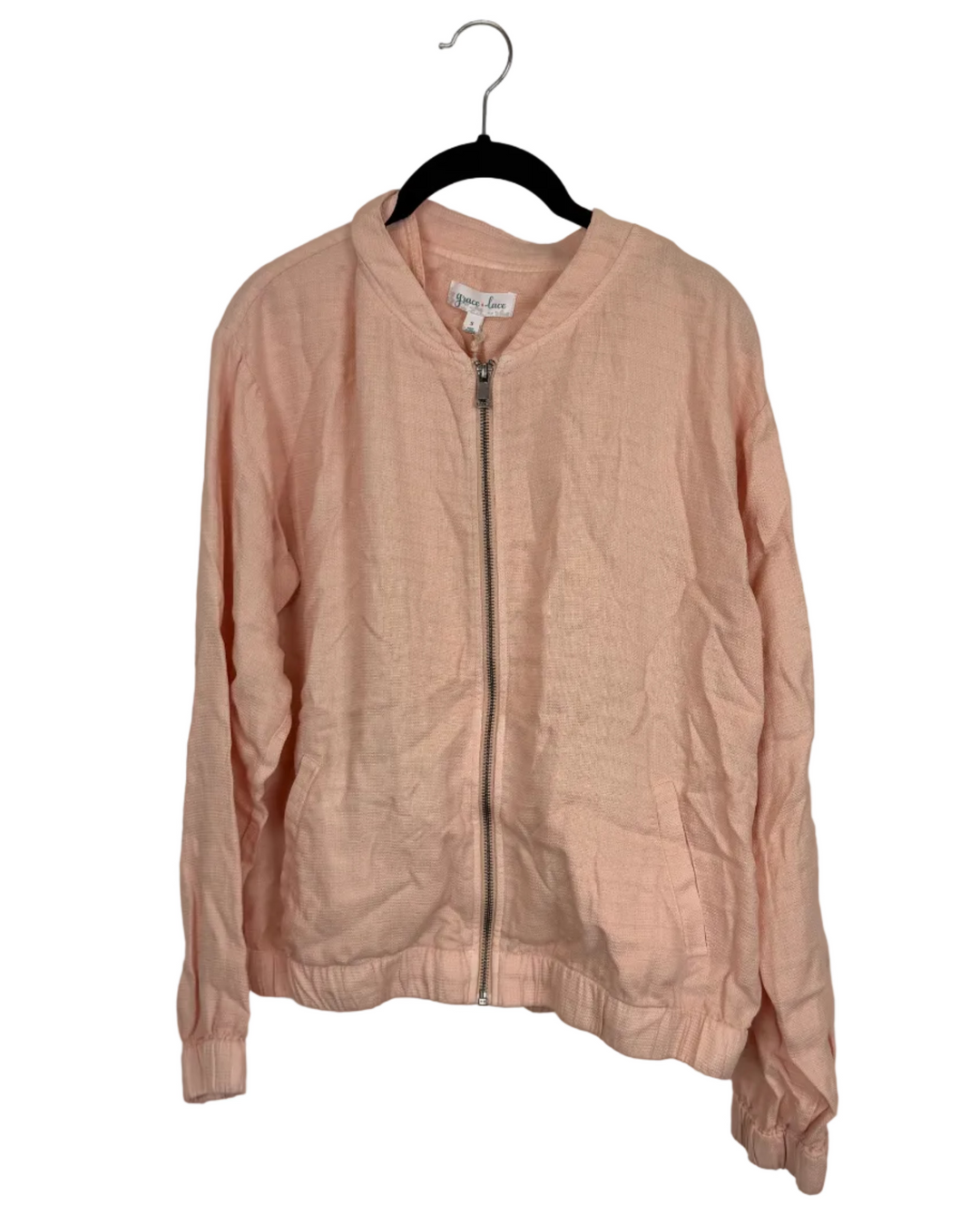 Lightweight Peach Zip-Up Jacket - Size 2/4