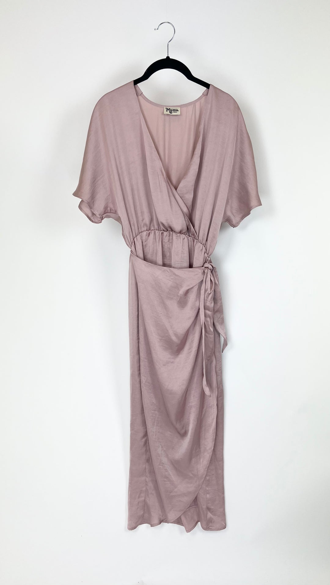 Blush Pink Wrap Midi Dress - Small