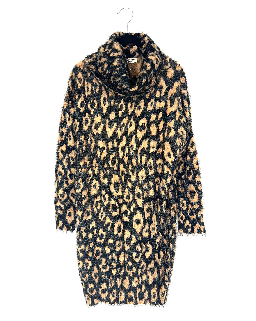 Black Cheetah Print Sweater Dress - Size 4/6