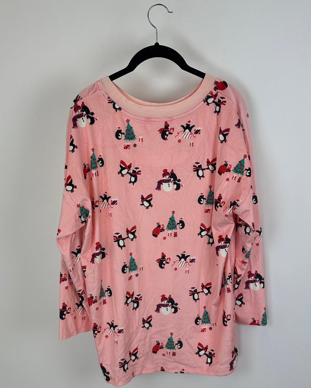 Pink Holiday Penguin Printed Sleepwear Top - Size 8/10