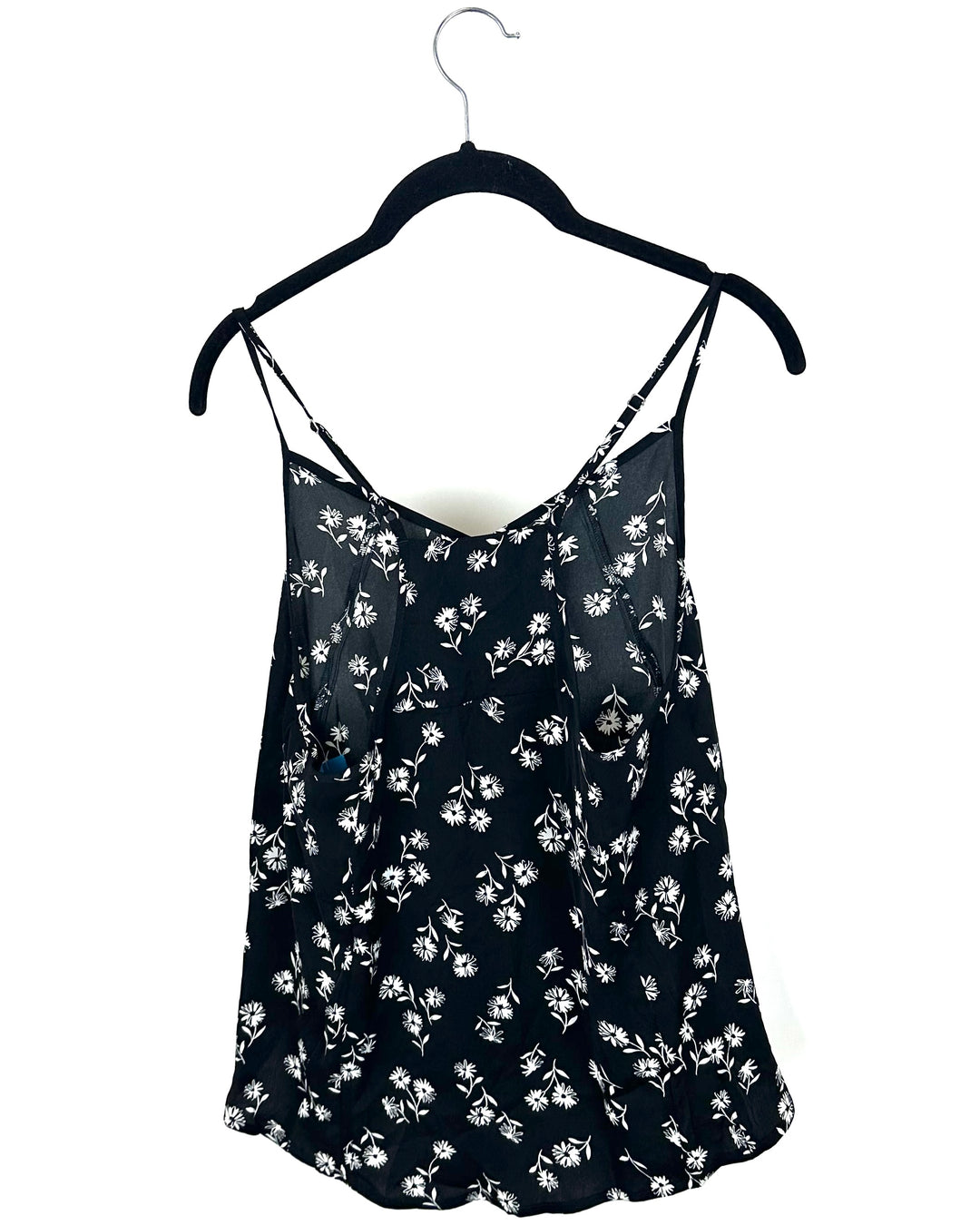 Black & White Floral Printed Tank Top - Small