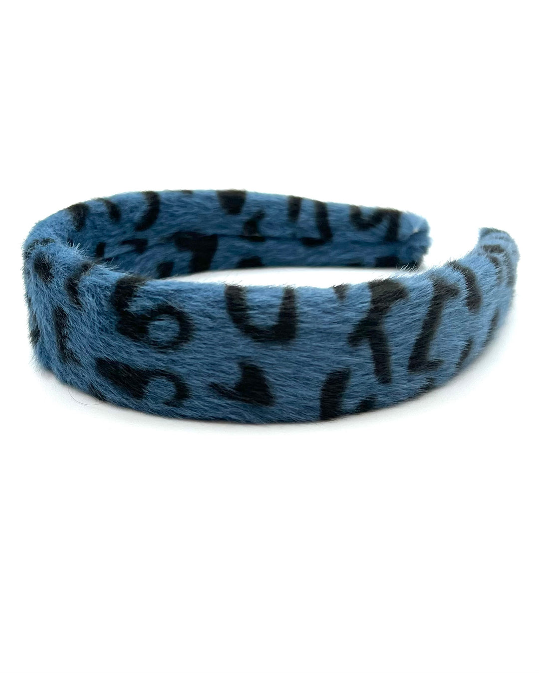 Blue Fluffy Cheetah Print Headband