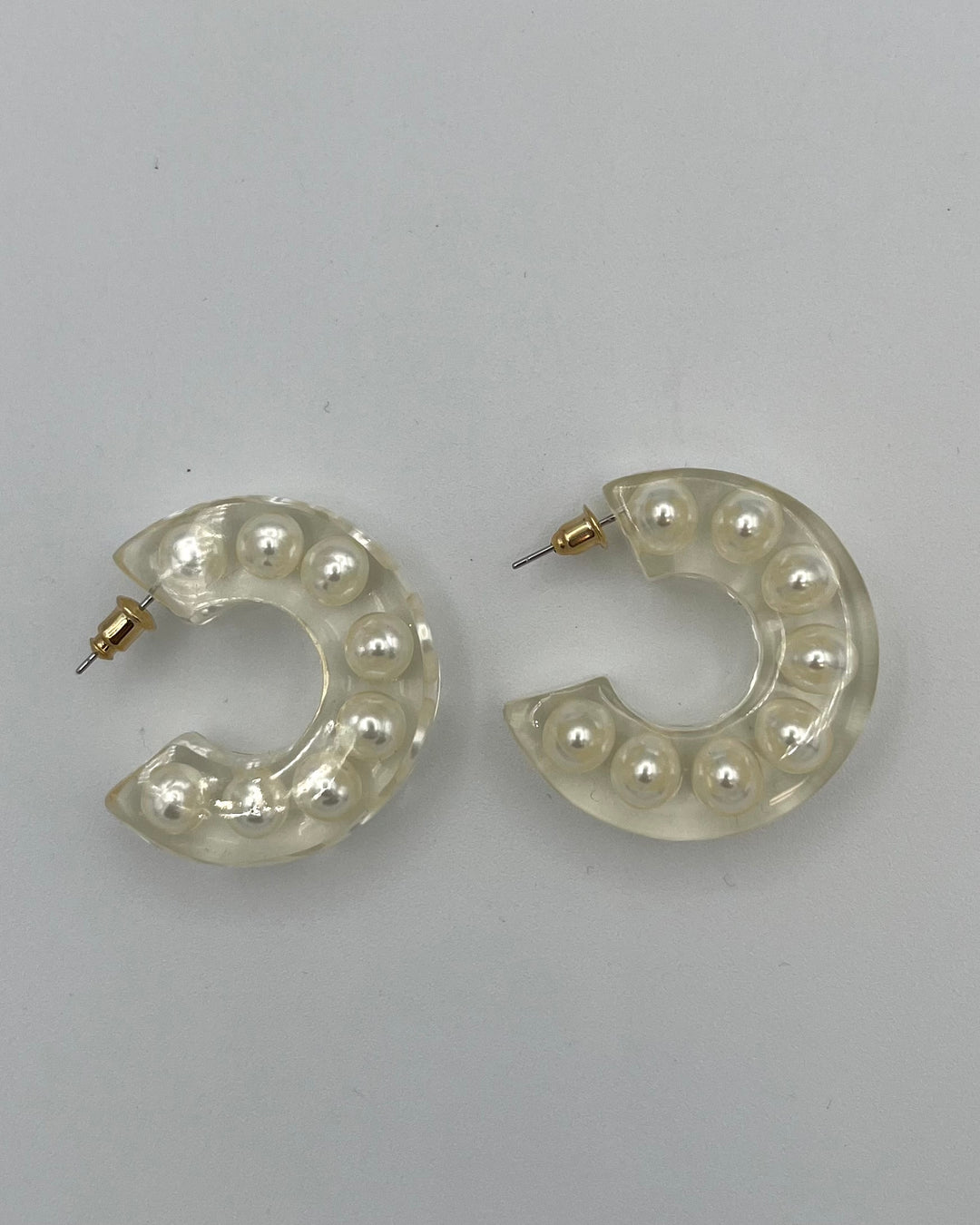 Faux Pearl Hoop Earrings