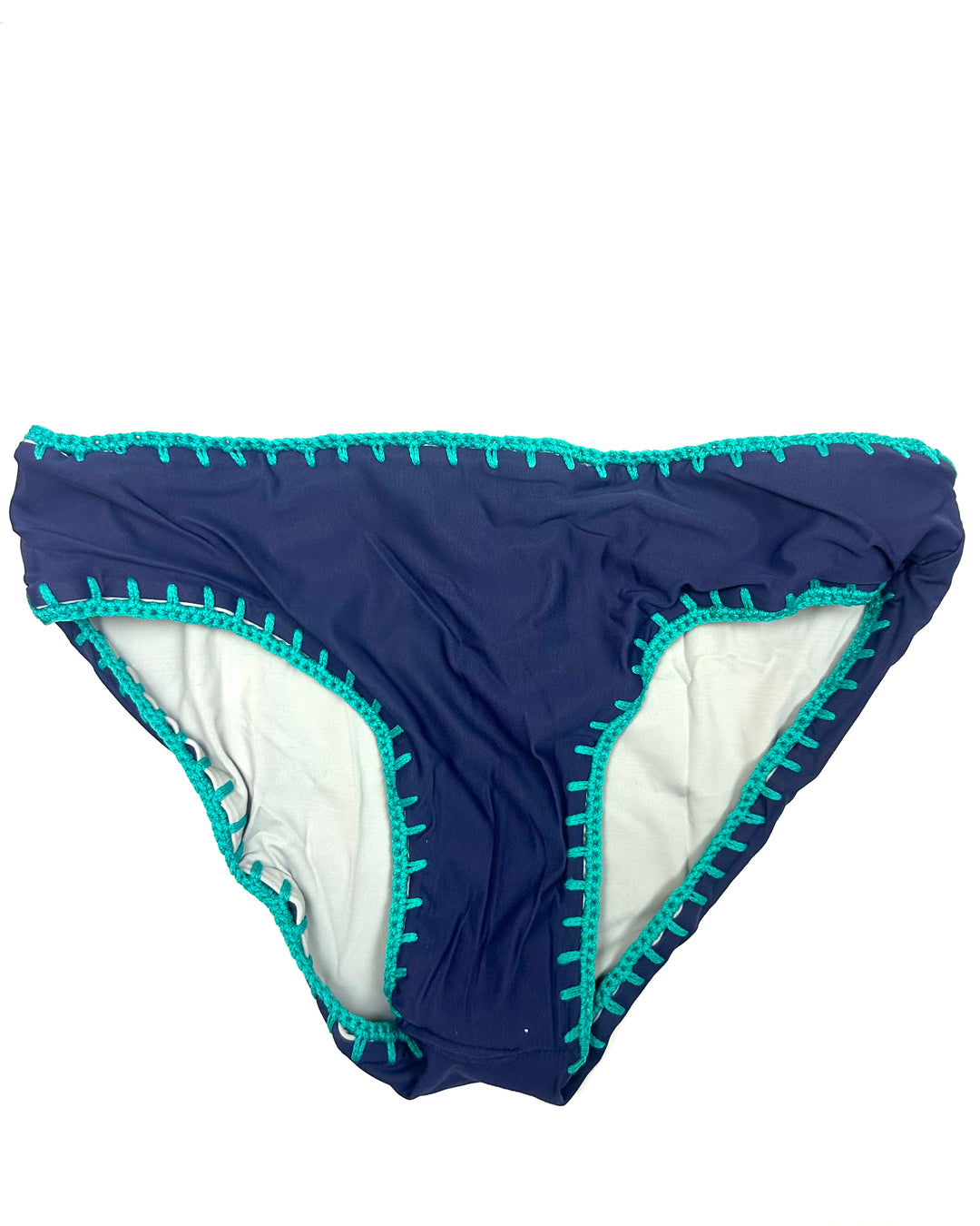 Light Gray and Navy Blue Reversible Crochet Classic Bikini Bottom - XS, XL