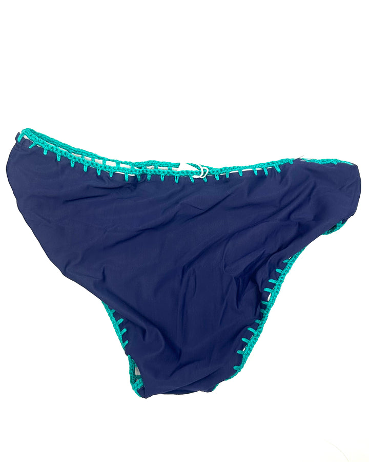 Light Gray and Navy Blue Reversible Crochet Classic Bikini Bottom - XS, XL