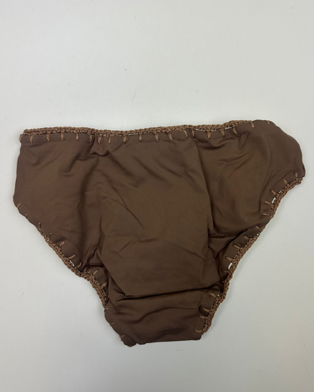 Spring Green and Brown Reversible Crochet Classic Bikini Bottom - XS, S, L, XL