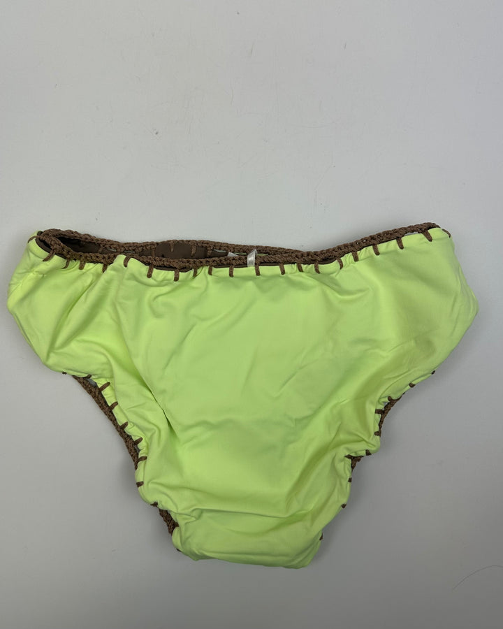 Spring Green and Brown Reversible Crochet Classic Bikini Bottom - XS, S, L, XL